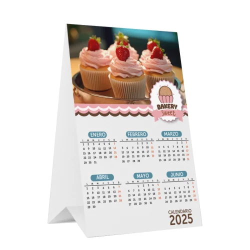 Calendario tent card con barniz