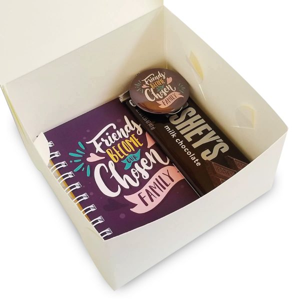 Kit de regalo personalizado libreta más chocolate más llavero